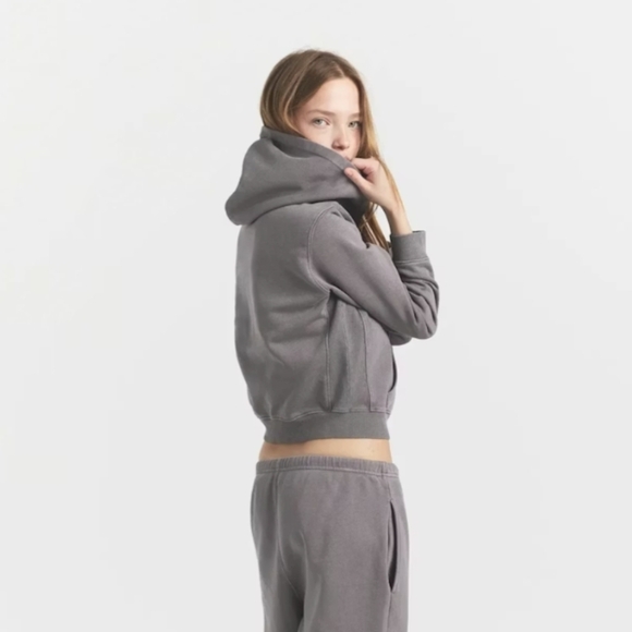 Skims Boyfriend Fleece Zip Up Hoodie Shadow Size S - Picture 2 of 7